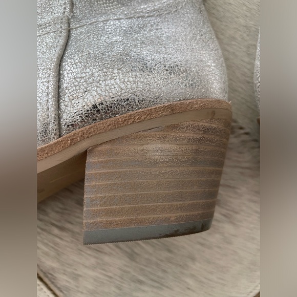 Dolce Vita Solida Leather Silver Metallic Embroidered Cowboy Western Boots Sz 7 - Picture 14 of 16